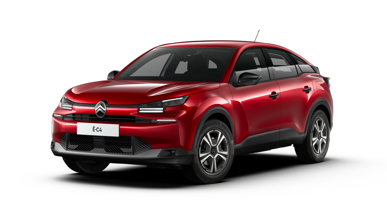 Citroen eC4 YOU in rot von der Seite vorne freigestellt