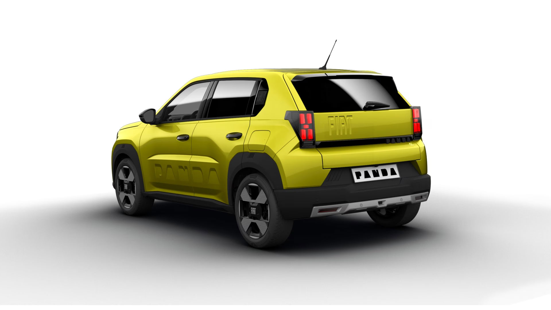 Fiat Grande Panda La Prima Elektro in Limone Gelb von der Seite hinten