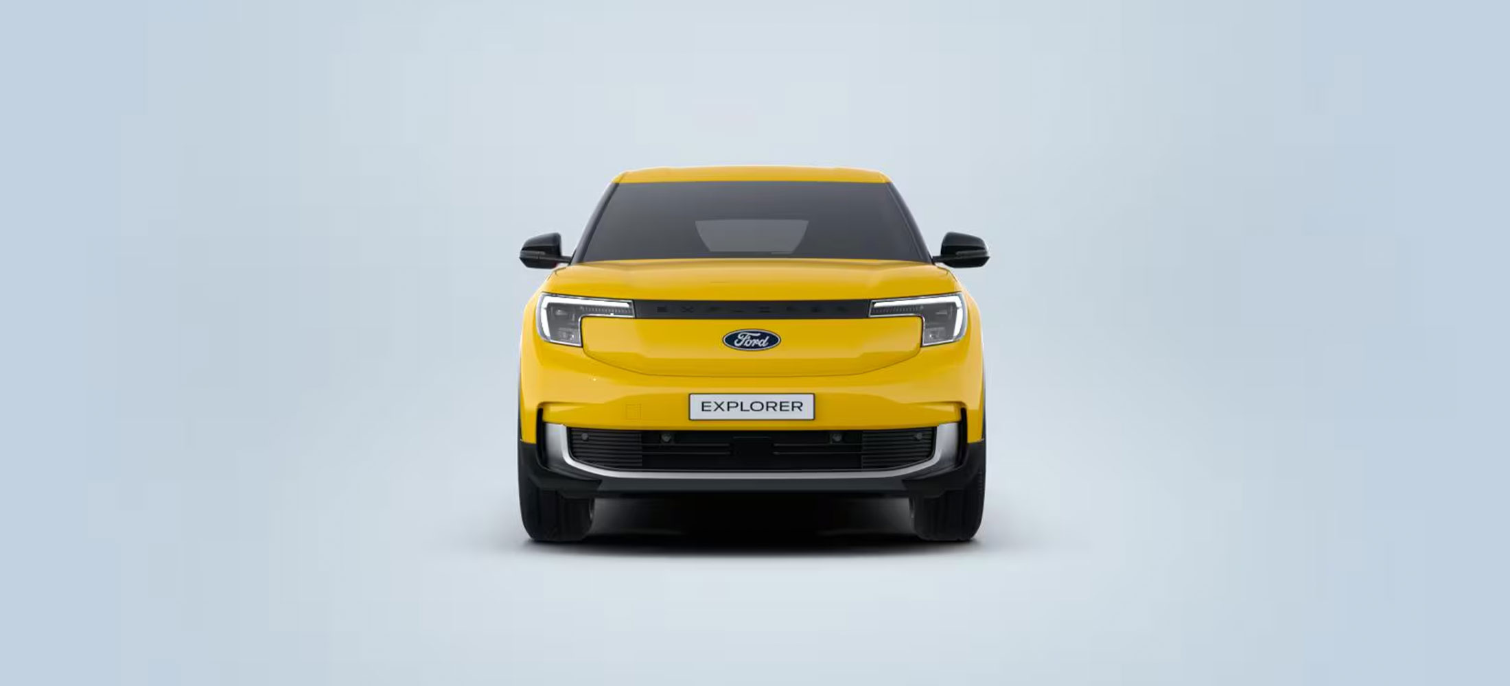 Gelber Ford Explorer in direkter Frontansicht.