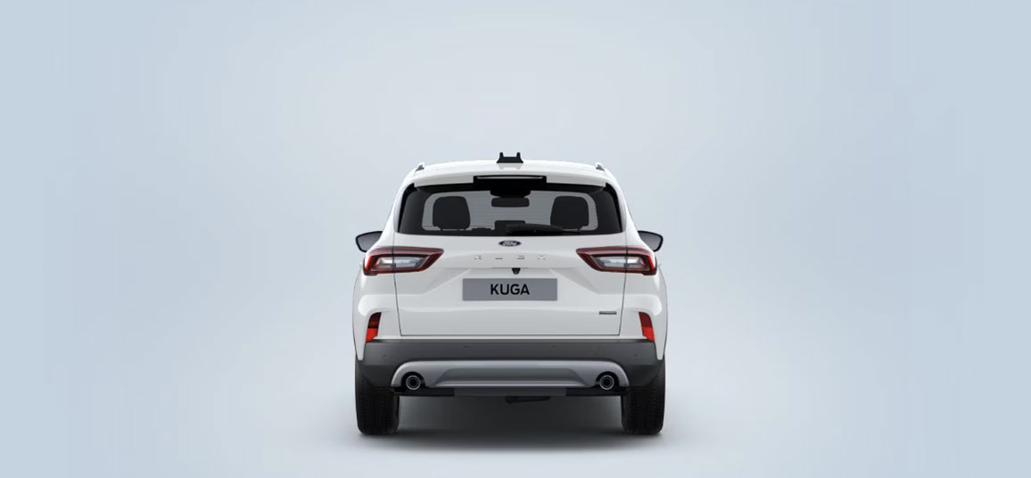 Ford Kuga Titanium Vollhybrid in der Farbe Frozen White von hinten