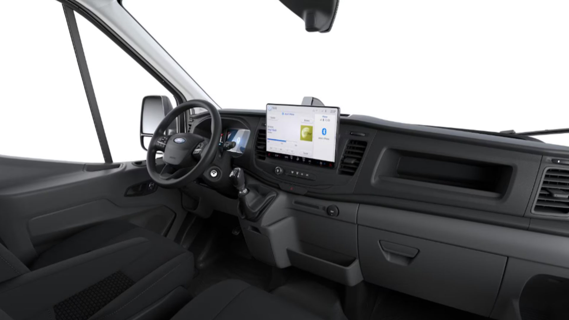 Seitliches Bild des Ford Transit Basis Interieurs