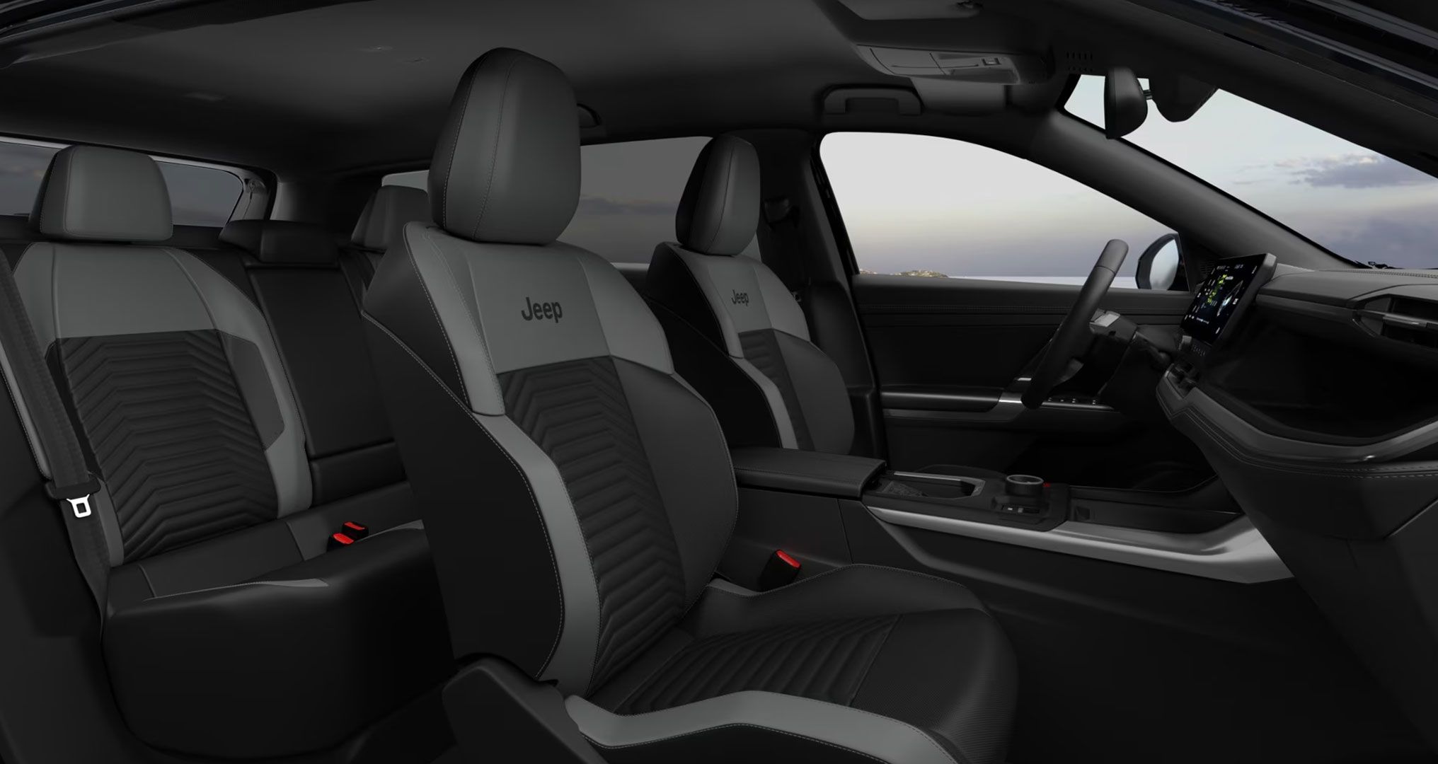 Jeep Compass e-Hybrid First Edition Sitze im Innenraum des Fahrzeugs