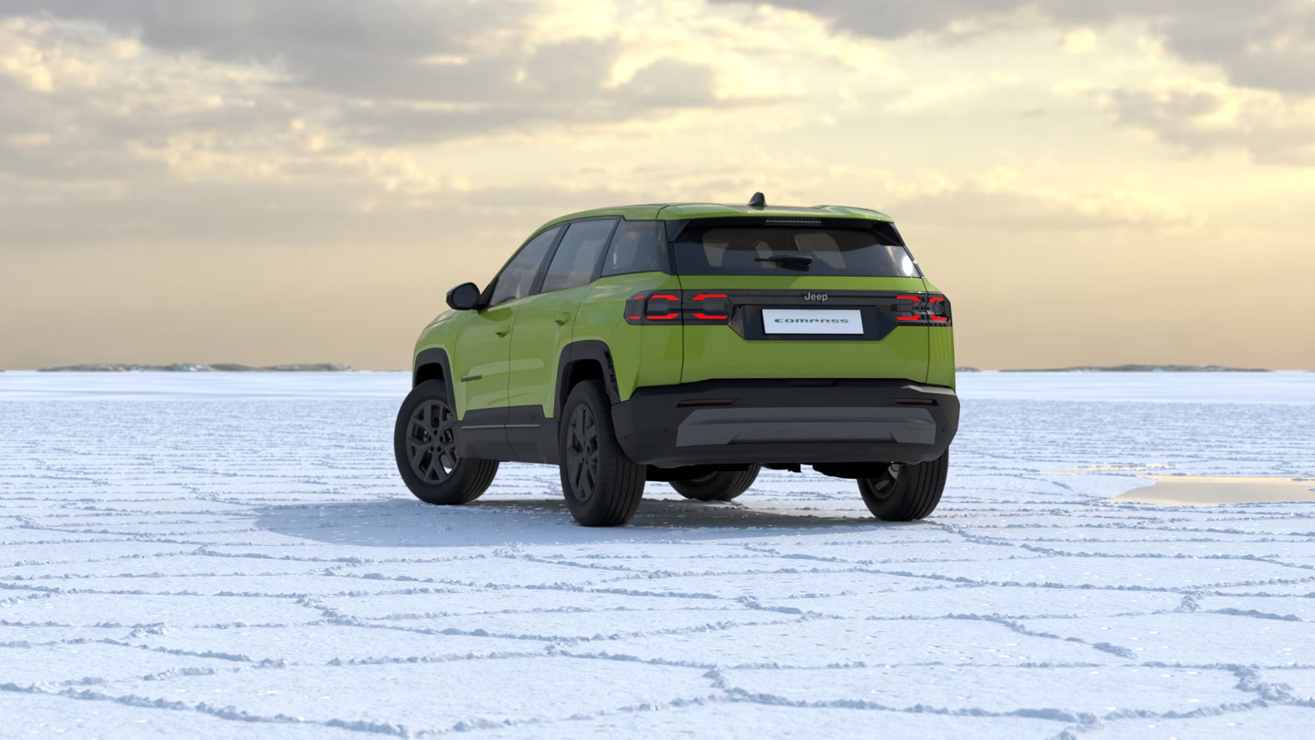 Jeep Compass Altitude e-Hybrid in Hawaii Green Metallic von hinten