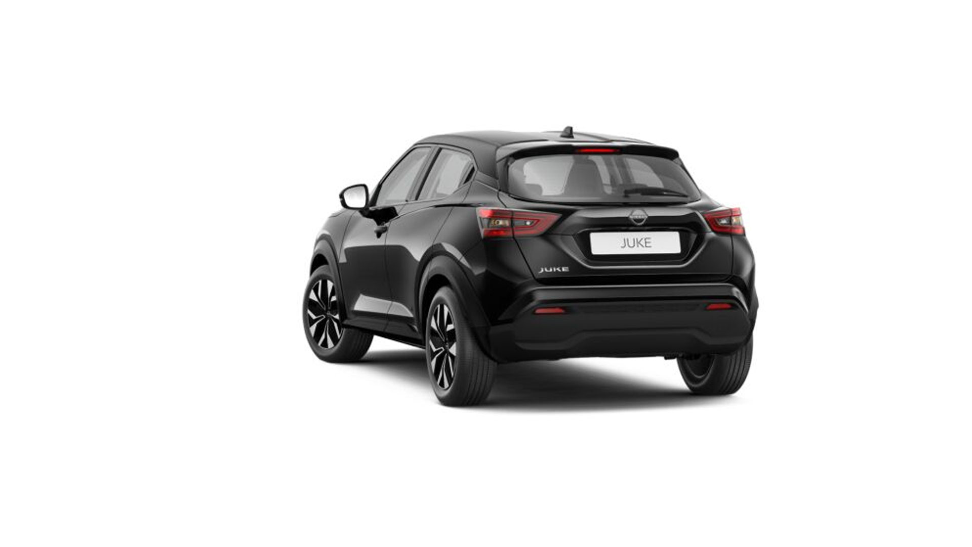 Nissan Juke Acenta in schwarz von der linken Seite hinten