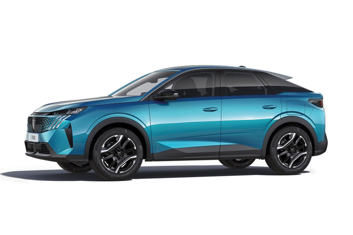 Peugeot E-3008 Allure in Obsession Blau Außendarstellung Seitenansicht links