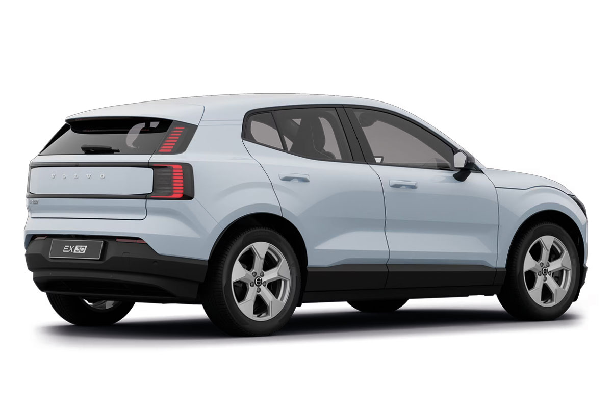 Volvo EX30 in Crystal White seitlich hinten