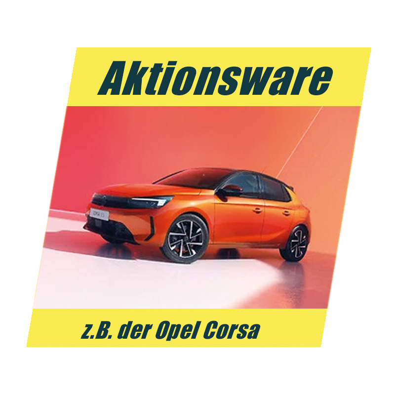 Orangefarbener Opel Corsa als Beispiel für Aktionsangebote im Autohaus.